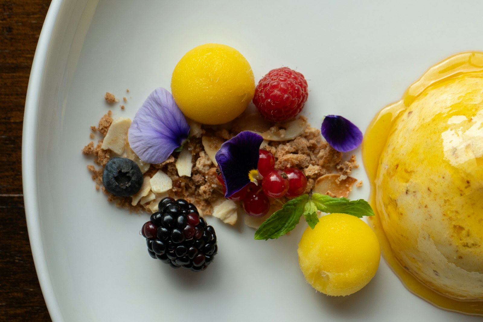 Seasonal berry dessert, plated